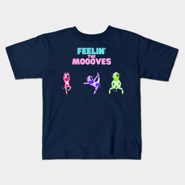 "Feelin' the Moooves" Kids T-Shirt by MinnieWilks